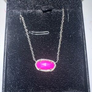 Kendra Scott silver hardware hot pink necklace